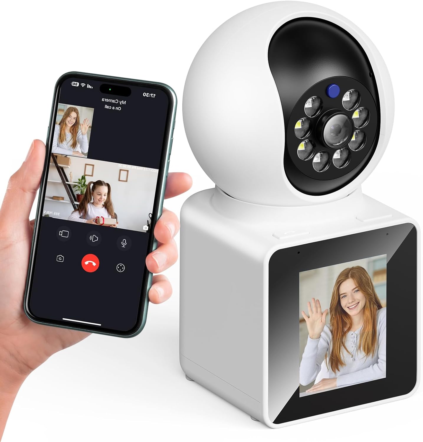 Home Two Way Video Camera, 2.4" Indoor 2K Cameras for Baby & Elderly Care, Pet/Dog/Cat Cam, AI Siren Security, Night Vision, Phone App, 2.4Ghz WiFi Only