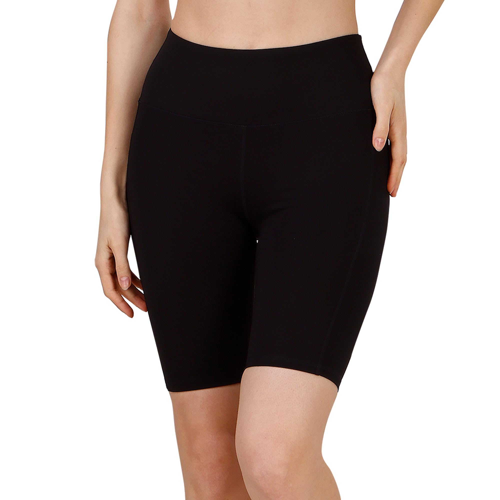 soie Women Polyester Blend Sports Shorts High Waist Knee Length with Side Pocket Quick Dry Squat Proof Athleisure Shorts for Workout-picture-10