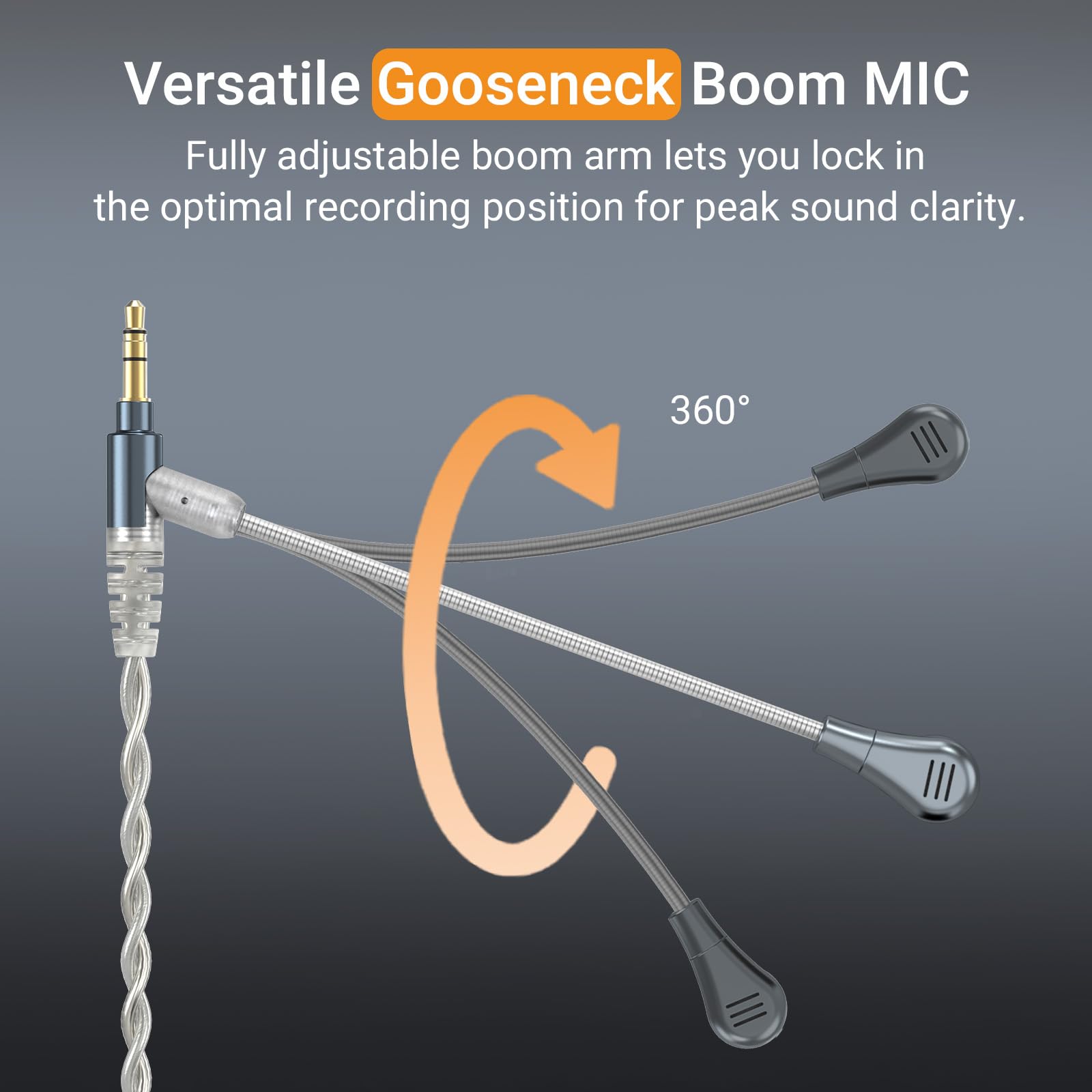Cubilux Kabel AUX 3,5 mm z mikrofonem Boom, przycisk wyciszenia, regulator głośności, posrebrzany, do rozmów głosowych, połączeń, konsoli do gier, kompatybilny z WH1000-XM6/5/4, Studio Pro, Solo, 6 ft