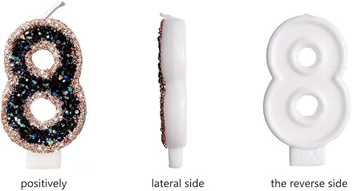 Miniatura 3 de Velas de números con purpurina azul y negro de 2.8 pulgadas, regalos de cumpleaños 49 y 94 para mujeres y hombres, velas de cumpleaños, velas de