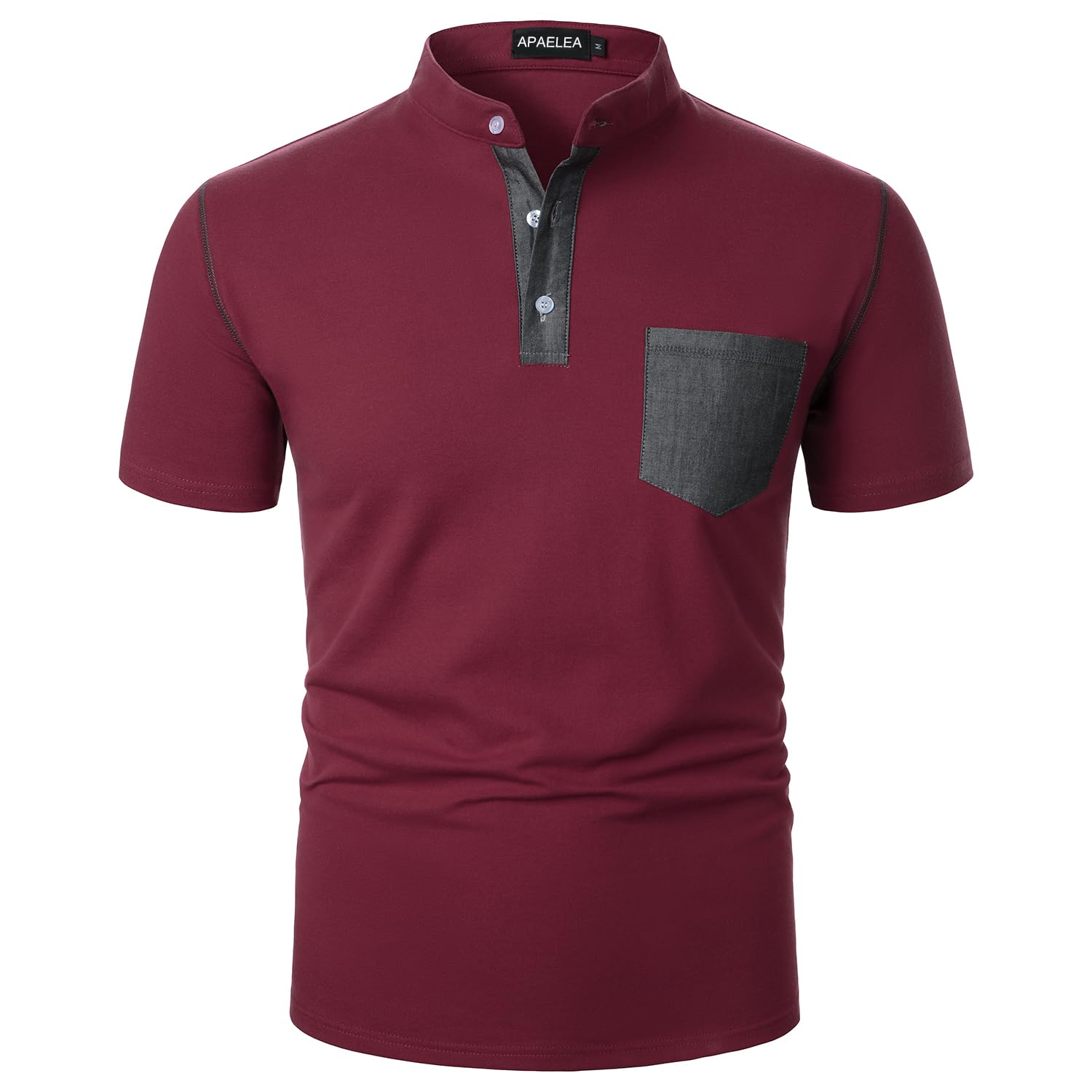 APAELEA Men's Henley Short Sleeve T-Shirt Cotton Casual Polo Shirts