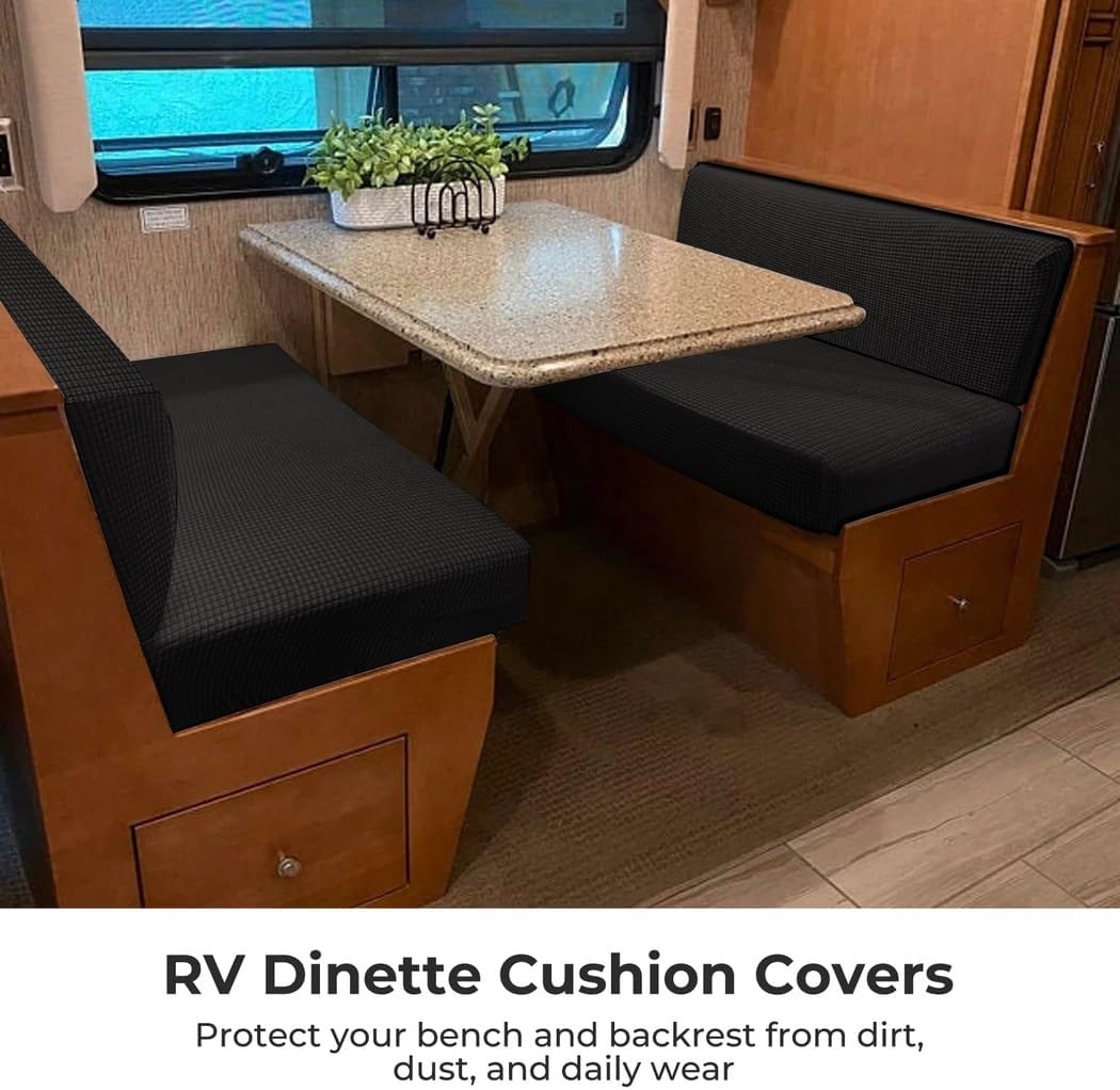 Elastic Rv Dinette Covers for Cushion, Universal Camper Bench & Backrest Loveseat Sofa Protectors Stretchy, Fit Machine Washable