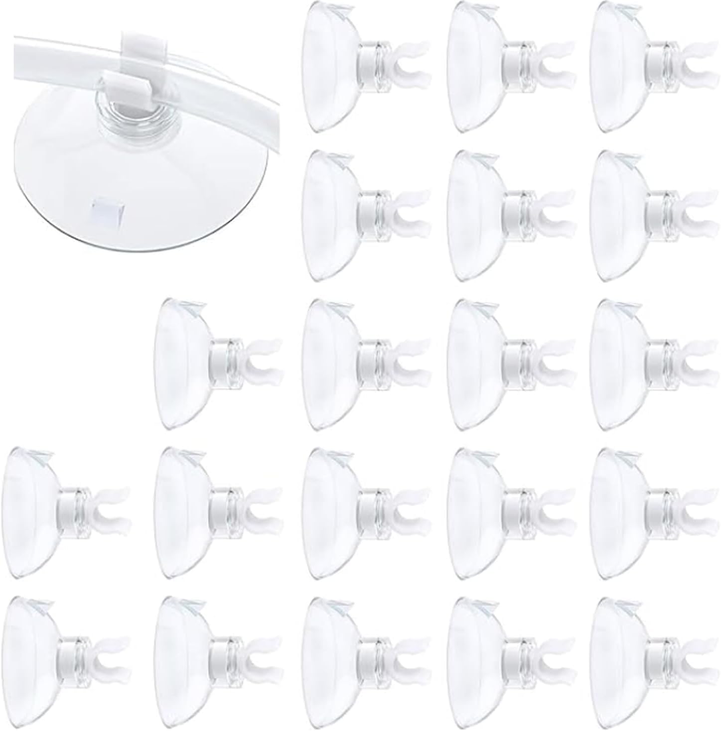 20 Pack Aquarium Suction Cup Clips – Strong Suction Holders for 3/16" Airline Tubing | Durable Fish Tank Accessories for Freshwater & Saltwater Aquariums