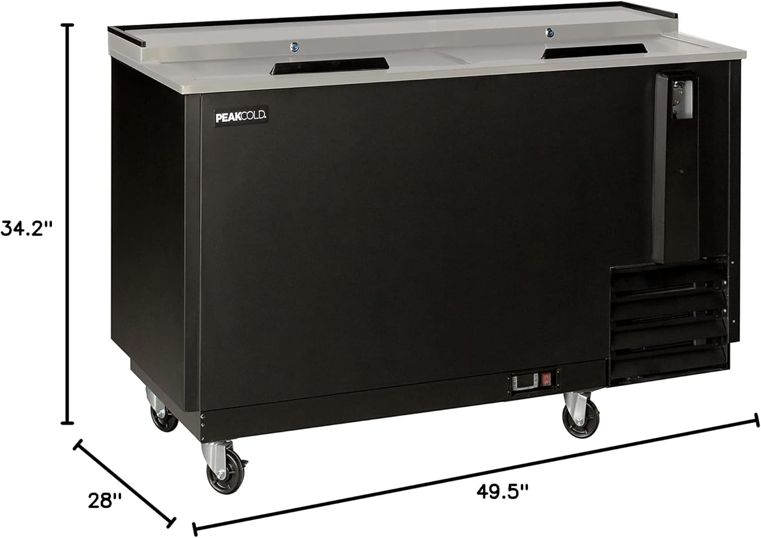 PEAKCOLD Deep Well Horizontal Bottle Cooler; Slide Top Bar Refrigerator; 50" W