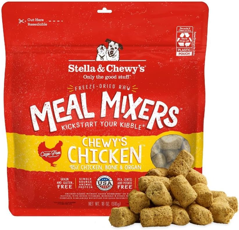 Stella & Chewy's Freeze Dried Raw Chewy’s Chicken Meal Mixers – Dog Food Topper for Small & Large Breeds – Grain Free, Protein Rich Recipe – 18 oz Bag
