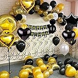 ❤【Varias ocasiones】: El tema del globo de oro negro no solo es adecuado para la decoración de la fiesta de cumpleaños de hombres y mujeres, sino que también es adecuado para la decoración del baño del bebé, Año Nuevo, fondo de escenario, aniversario, ceremonia de graduación, decoración navideña. ¡La perfecta decoración de fiesta de oro negro hace que este día sea más emocionante!