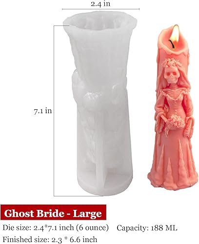 Miniatura 2 de Moldes de vela 3D para hacer velas molde de silicona perfumado de fantasma molde de vela de calavera de terror molde de fundición de resina de