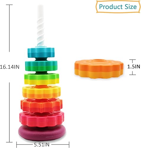 Miniatura 9 de LBAIBB Spinning Stacking Toys,Spin Toys for Toddlers 1-3,Strong ABS Plastic,Rainbow Spin Tower,Autism Sensory Learning Toy,Suitable for Gifts for