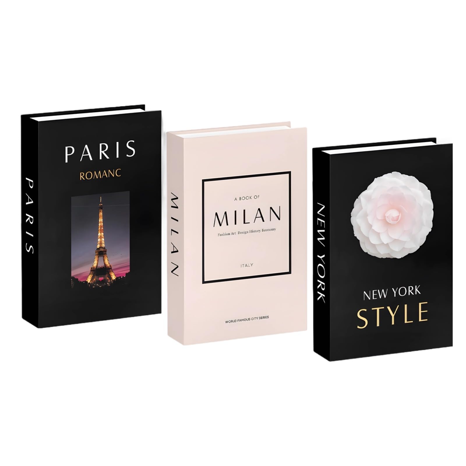 Packool 3 Pcs Decorative Books for Home Decor, Lightweight Faux Books for Coffee Table, Bookshelf, & Photography, 6.7 x 1.7 x 10.5 in / 17 x 4.2 x 26.7 cm Modern Book Stack Shelf Decor