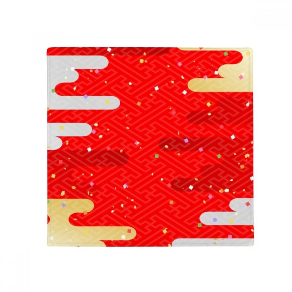 Tapis de sol géométrie nuages japonais rouge 80cm, idée cadeau maison originale