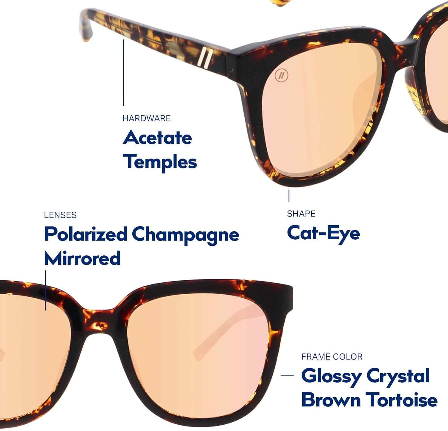 Blenders Eyewear Grove – Polarized Sunglasses – Butterfly Frames with Acetate Temples – 100% UV Protection – For Women - Image 5