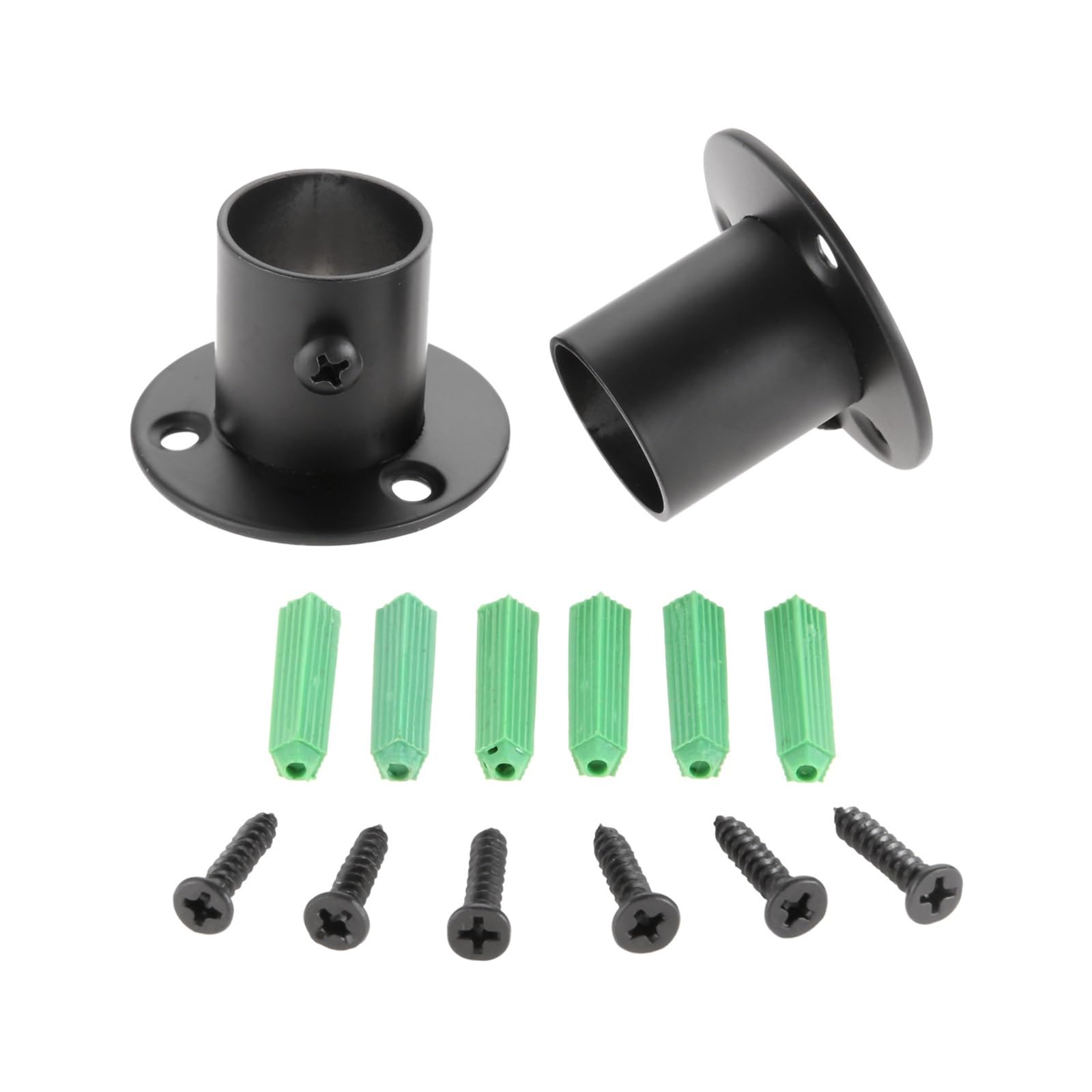 Ugzpwqlnx 22Mm Stainless Steel Pole Socket Flange Rod, Stainless Steel Closet Rod Flange Holder 2 Pack Black 19-32Mm For Wardrobe And Shower(22Mm)