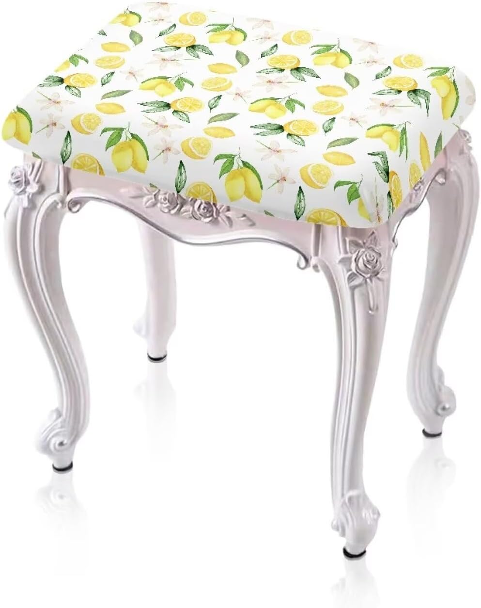 GLENLCWE Lemon Stool Covers,Stretch Bar Stool Cover,Rectangle Saddle Bar Stool Slipcover Counter Stool Pub Chair Slipcover Washable Vanity Stool Protector Set of 4