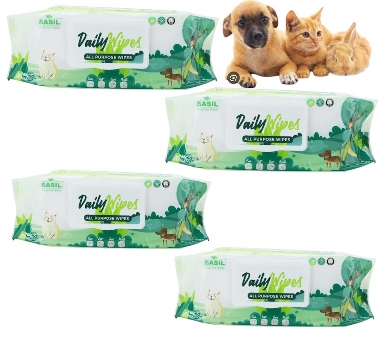 Basil Daily Pet Wipes for Dogs & Cats / 320 Count/Dog Wipe/Cat Wipe/Enriched with Fresh Aloe Vera Scent/Wet Tissues for Pet/Gentle and Convenient Grooming for Pets | (Pack of 4) (B0CPZY484Z) Amazon Price History, Amazon Price Tracker