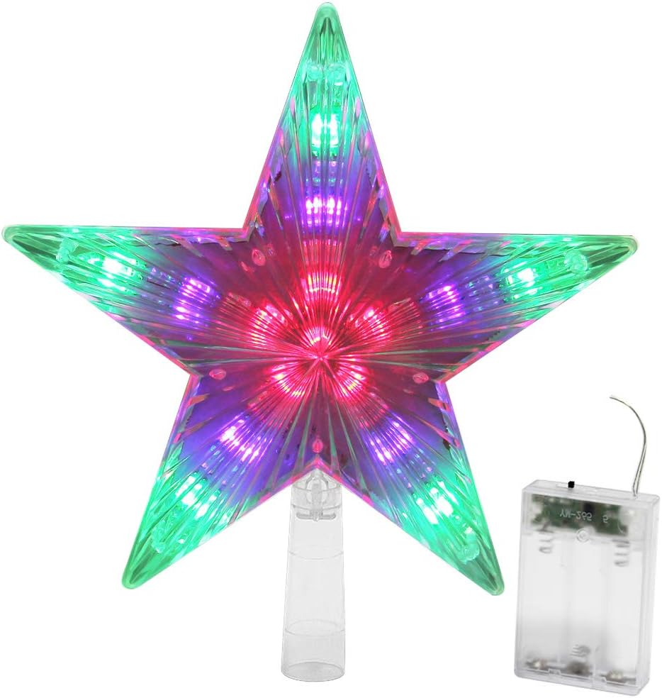 Blissun Star Tree Topper with 31 LED Lights, Multi-Color Twinkle Star Treetop Christmas Tree Decoration, 9 Inches