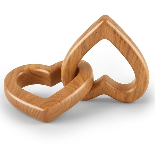 Olive Interlocking Wood Hearts Valentines Day Gift for Engagement, Anniversary,