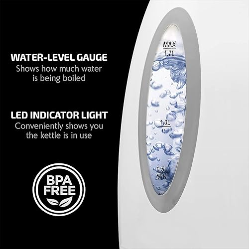 Miniatura 7 de Ovente Hervidor eléctrico de vidrio, 1.5 litros de vidrio de borosilicato sin BPA, calentador de encimera de ebullición rápida y hervidor eléctrico
