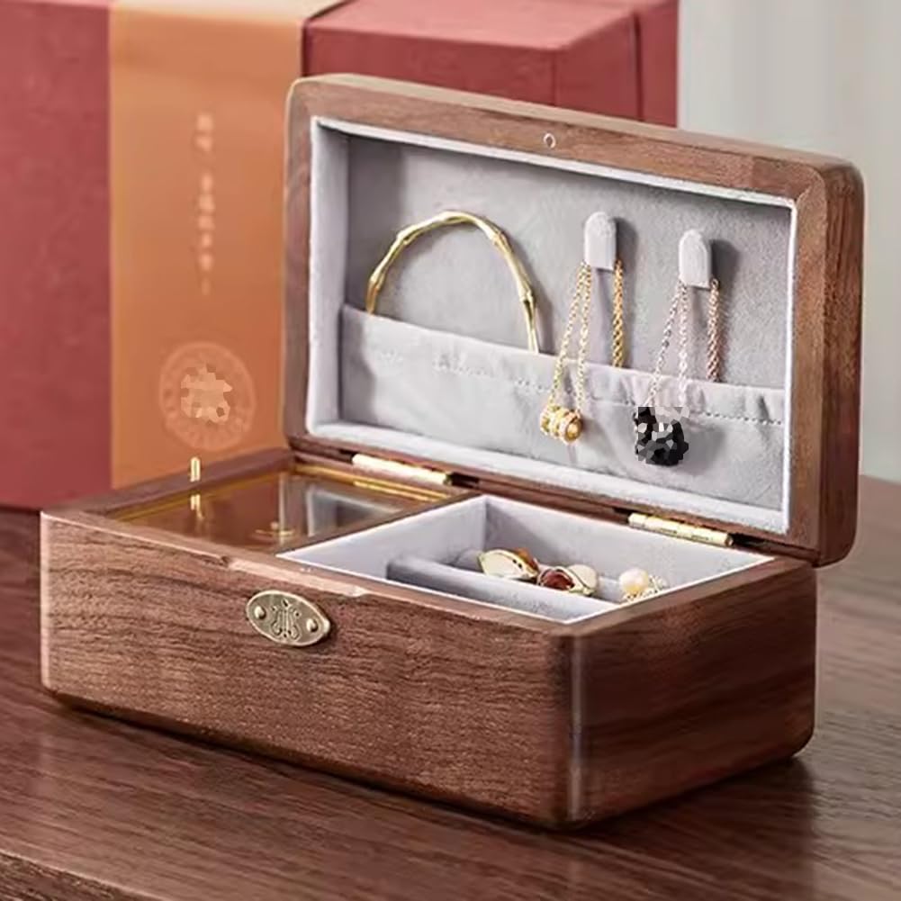 Holzschmuckschatulle Mit Musikbox, Einfacher Und Exquisiter Schmuckstaierschachtel, Hochwertige Bewegung, Knackiger Und Angenehmer Ton Ist Eine Hervorragende Auswahl An Geschenk,A Music 2