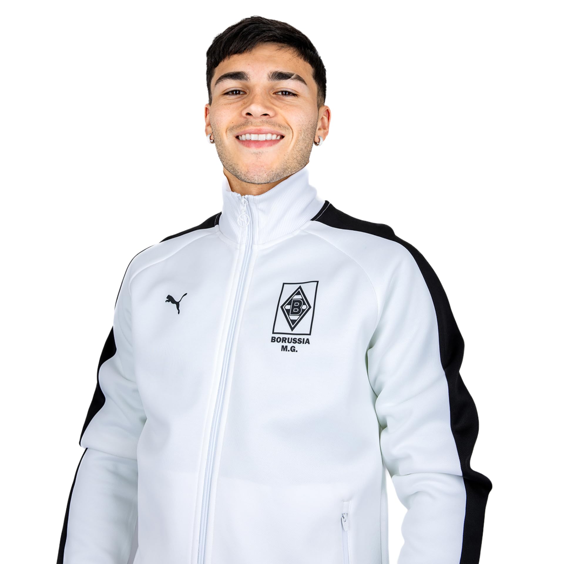 PUMA T7 Trainingsjacke Weiß | Borussia Mönchengladbach | Sportjacke mit Vereinslogo