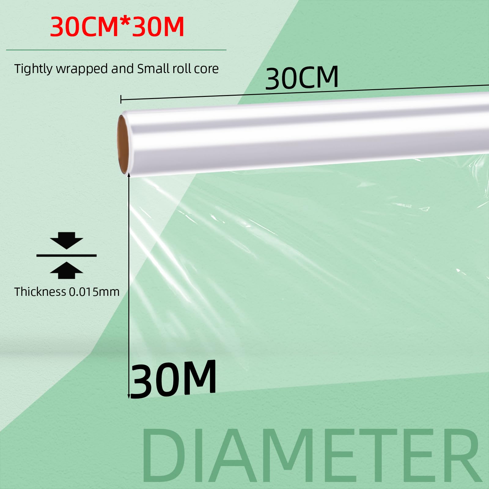 ATOMUS 2 Rolls Self Adhesive PE Food Grade Cling Film 0.015mm Clear Pallet Wrap 30cmx30m for Tattoo Armrest Instrument Supplies Tattoo Wrap Skin Aftercare Film