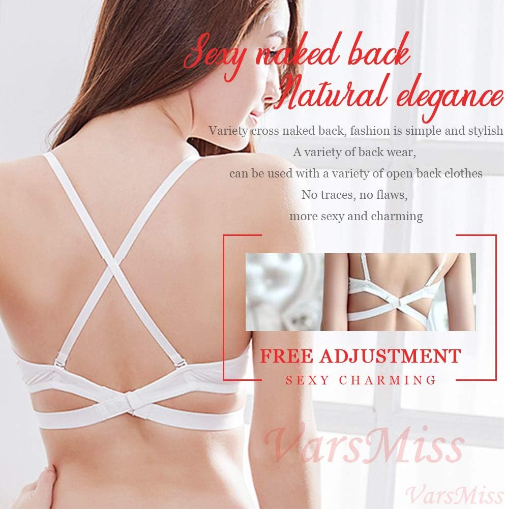 Women's Deep Plunge Multi-Way Convertible Bra Underwire Padded Push Up Bra with Clear Strap - Image 4