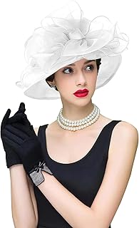 ORIDOOR Women's Organza Cloche Bowler Hat Derby Fascinator for Tea Party Bridal Wedding Hat