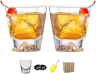 Mt. Fuji Glass, Cherry Blossom Fuji Rock Glass, Sakura Fuji Tumbler Glass, Pair Set, 2 Pieces, Whiskey Glass, Beer Glass, Wedding, Father's Day, Mother's Day, Celebration, Gift, Paulownia Box