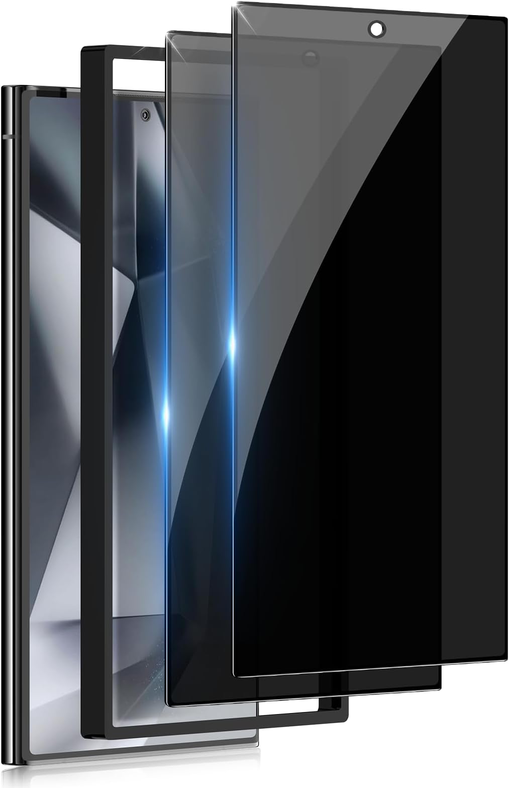 WYQLTD 2 Pack for Samsung Galaxy S24 Ultra Privacy Screen Protector Tempered Glass, Anti-Spy, Fingerprint unlocking, Full coverage, S24 Ultra Accessories, Case Friendly, Easy Installation