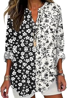 Boho Tunic Tops for Women Long Sleeve V Neck Vintage Floral Print Blouses Dressy Casual Loose Fit Ladies Summer Tops - Buy now
