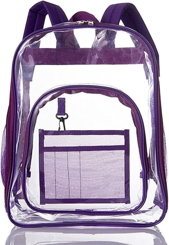 Amazon Co Jp 透明バッグ リュックサック 通学 通勤 クリア ナップザック シースルー 透明リュック ビニール Pvc 防水 多機能 軽量 パープル ファッション