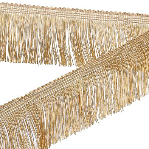Fringe Trim Tassel Lace 2.5Inch Width 5 Yards Long For Clothes Accessories Latin Wedding Dress And Diy Lamp Shade Decoration (Gold, 2.5Inch) #TOP4
