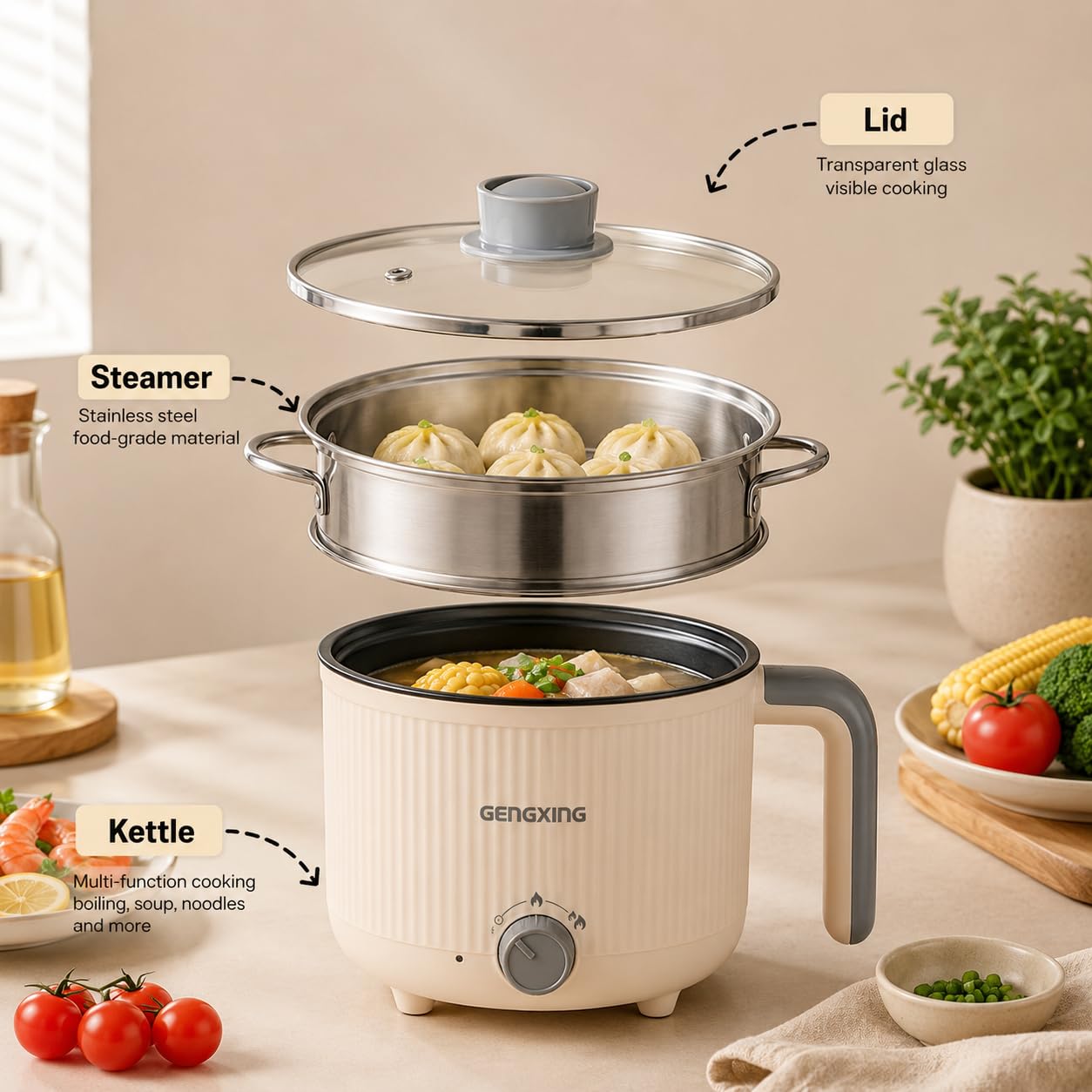 Mooka Electric Kettle - Boil, Steam & More! -9
