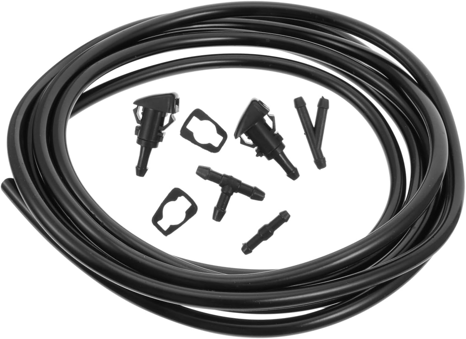 Mikinona 6 Pcs Windscreen Washer Hose Repair Kit with Hose Connectors Spray Nozzles for Car Cleaning Easy Installation No Leakage Essential for Safe Driving