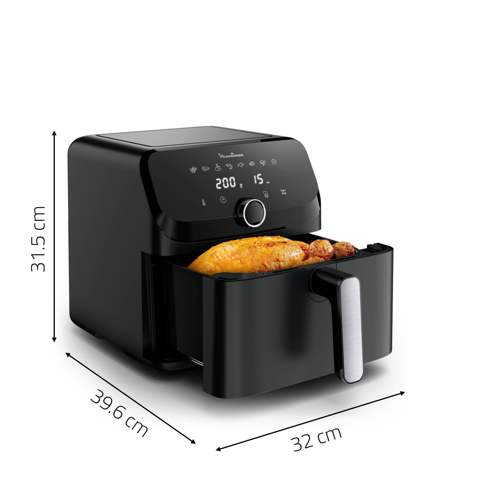 Moulinex Easy Fry Mega, Friggitrice ad Aria Versatile 7,5L/2kg per 8 Persone, 1700-2020W, Capacità Extra-Large, 9 Programmi di Cottura, Esperienza Personalizzata con My Moulinex, Colore Nero, EZ8558
