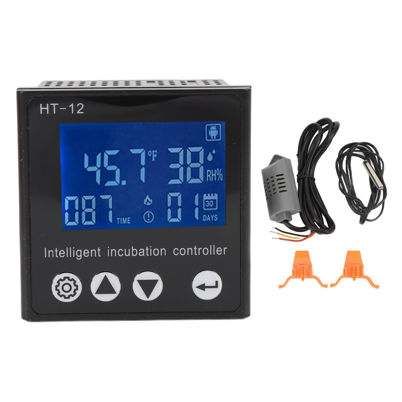 Controlador digital de temperatura y humedad con pantalla LCD, medidor inteligente de control de temperatura para cría, carcasa de ABS, precisión ± 0,5 °C