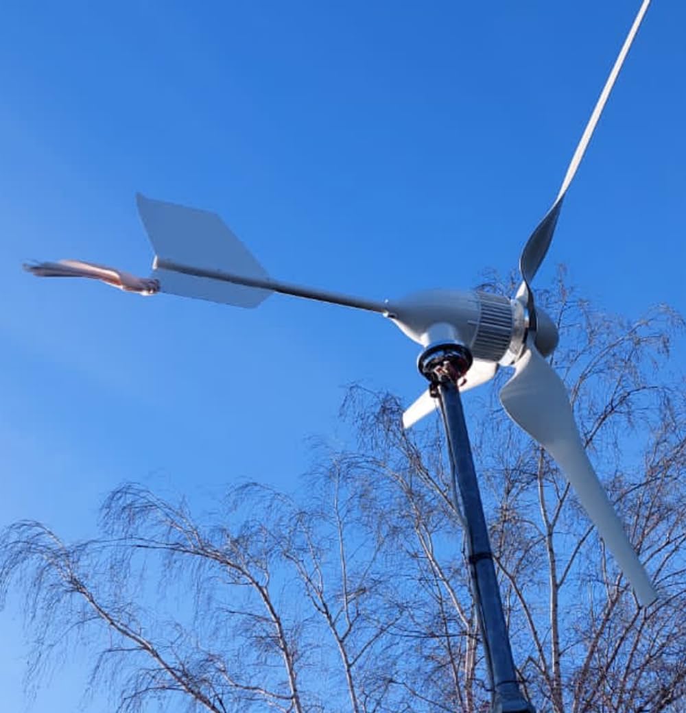 2000W Horizontaler Windkraftanlage 3Phasen Windturbinen mit Grid Wechselrichter Komplettanlage Netzkopplung Windgenerator 24V 48V auf Einphasig 220/230VAC 50Hz Öffentliches ins Stromnetz