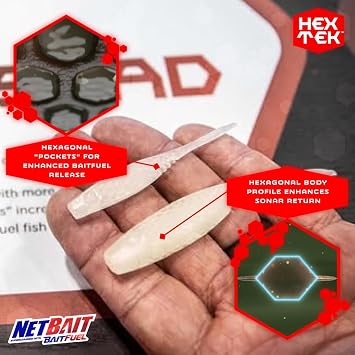 NetBait HexTek Supercharged with BAITFUEL 3'' EKO Shad - Albino Shad
