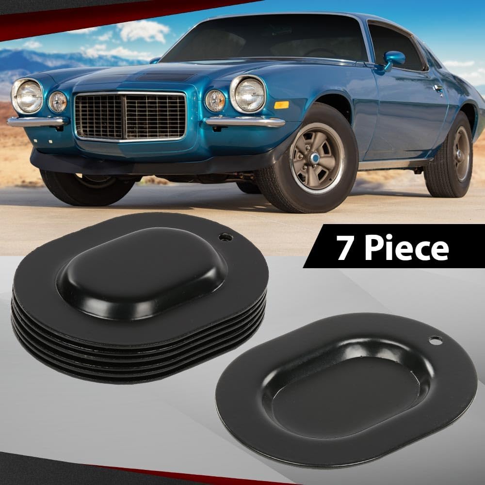 CROSSDESIGN Metal Trunk Floor Pan Drain Plug Plate Set Compatible with 1967-1972 A-Body/Chevelle/GTO/ 442/ GS 7PCS