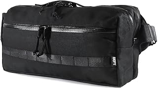DEFY Insidious Sling | TexWax Canvas Crossbody Sling Bag | 10.5 Liter Utility Sling Bags for Men | Mens Shoulder Bag w/ 13 Inch Laptop/ Tablet Sleeve | Water Repellent Travel & Commuter Bag (Black)