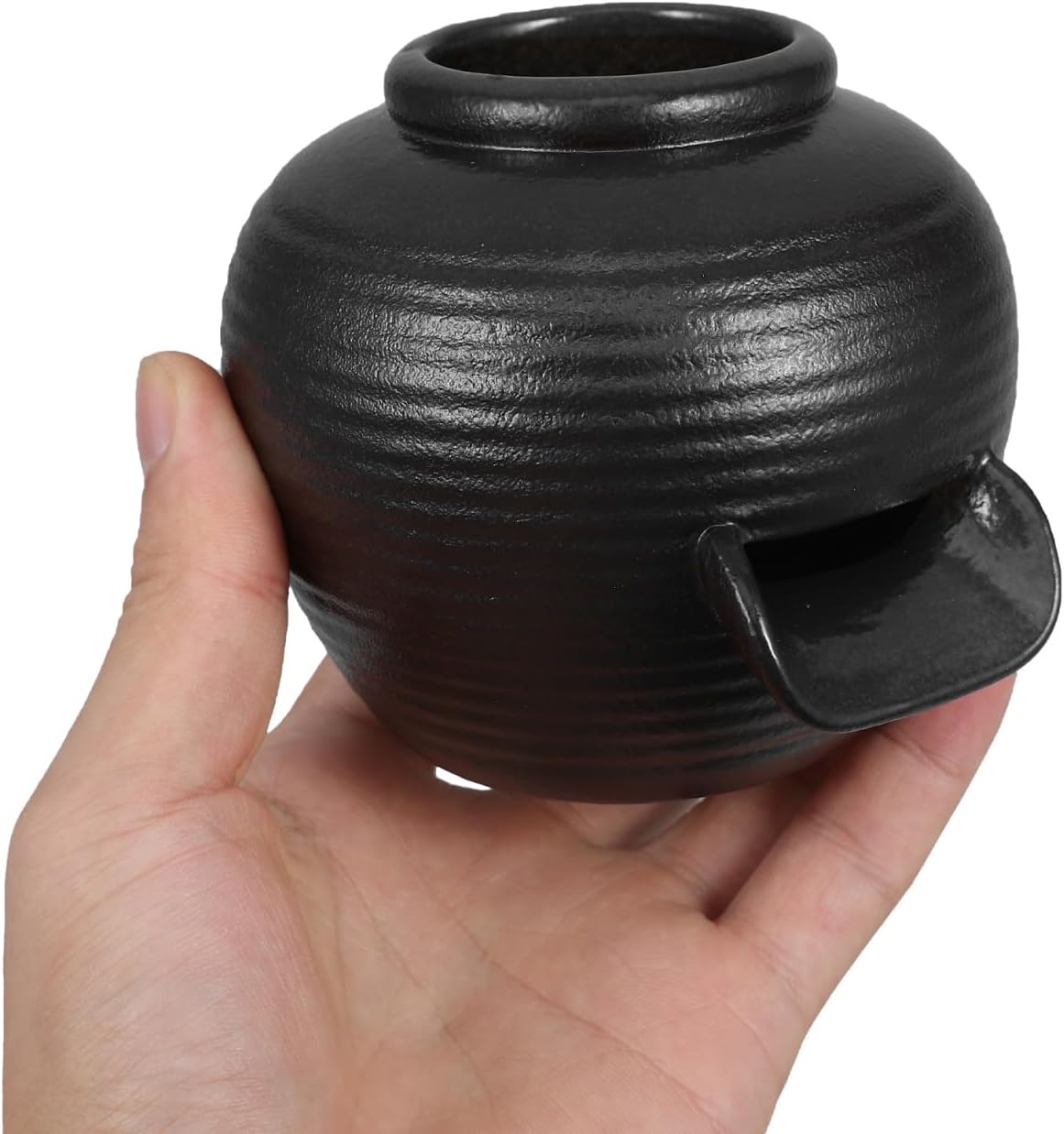 ibasenice Mini Ceramic Fountain Jar 3.54In Tabletop Water Feature with U-Shaped Spout Indoor Circulating Waterfall for Zen Garden Office Home Decor