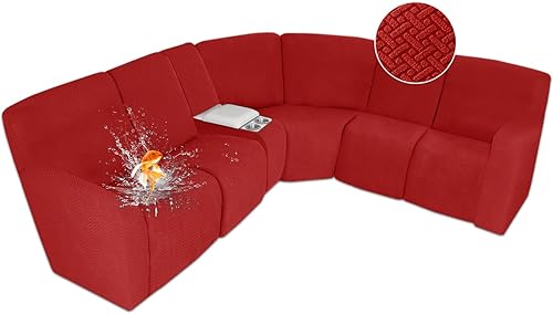 Miniatura 64 de ALIECOM Fundas 100% impermeables para sofá seccional reclinable en forma de L, funda elástica para sofá seccional reclinable de esquina, protector