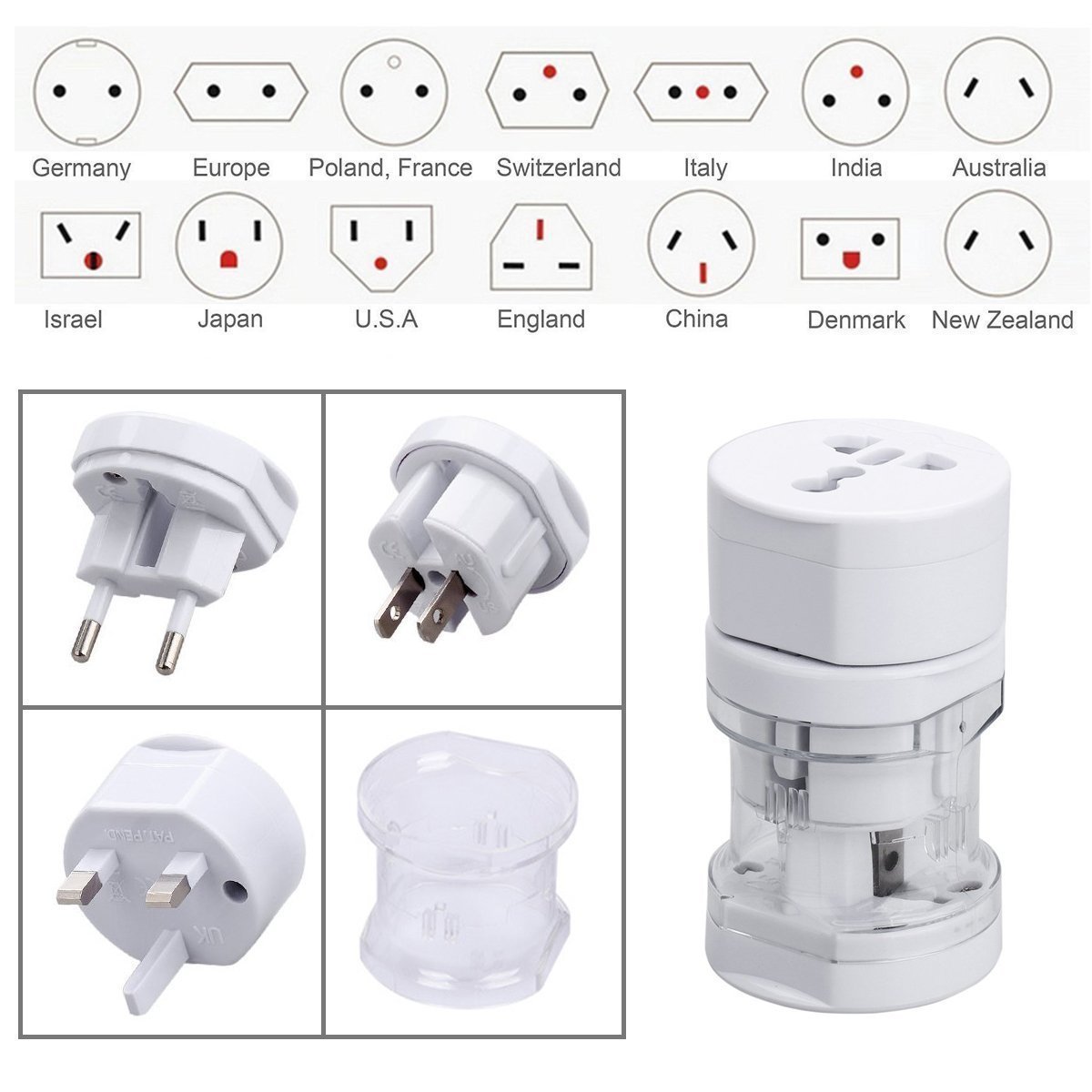 EzLife International Multipurpose Travel Adapter All in One US, AUS, UK, EU, NZ, Europe, North/South America & 150+ Countries (Pack of 1) — Amazon image 2