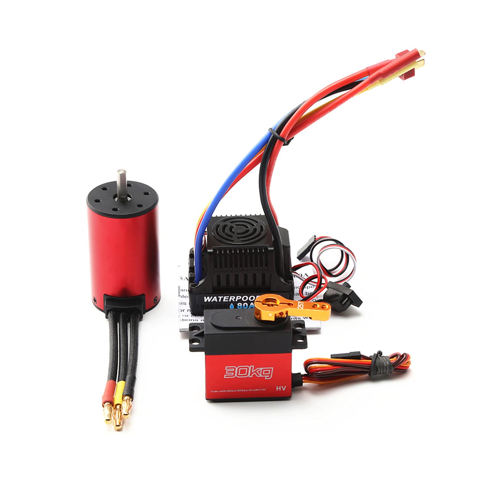 Silnik bezszczotkowy, HUIOP S3660 3100KV Wodoodporny silnik bezszczotkowy 80A ESC 30KG Servo zamiennik dla RC Car 1/8/ 1/10 RC Car 1/14 RC Car