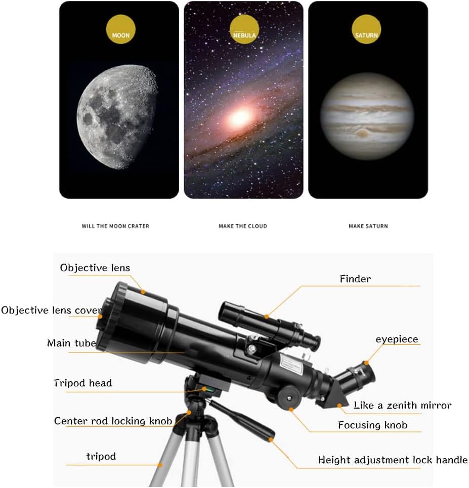 LSLYTQ Spacmirrors Refractor Telescope for Adults and Beginners,70mm Aperture 400mm AZ Mount,Astronomy Telescope for,'s Gifts