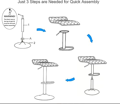 Miniatura 7 de VECELO Adjustable Bar Stools, Bar Height Stools for Kitchen Counter, Bar Stools Set of 2, White