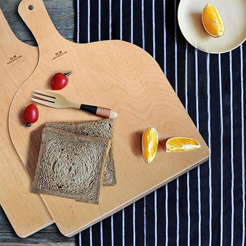 Miniatura 5 de G.a HOMEFAVOR Pala de pizza de madera natural de alta calidad, 12 pulgadas, espátula grande para pizza, tabla de cortar para hornear pizza casera y