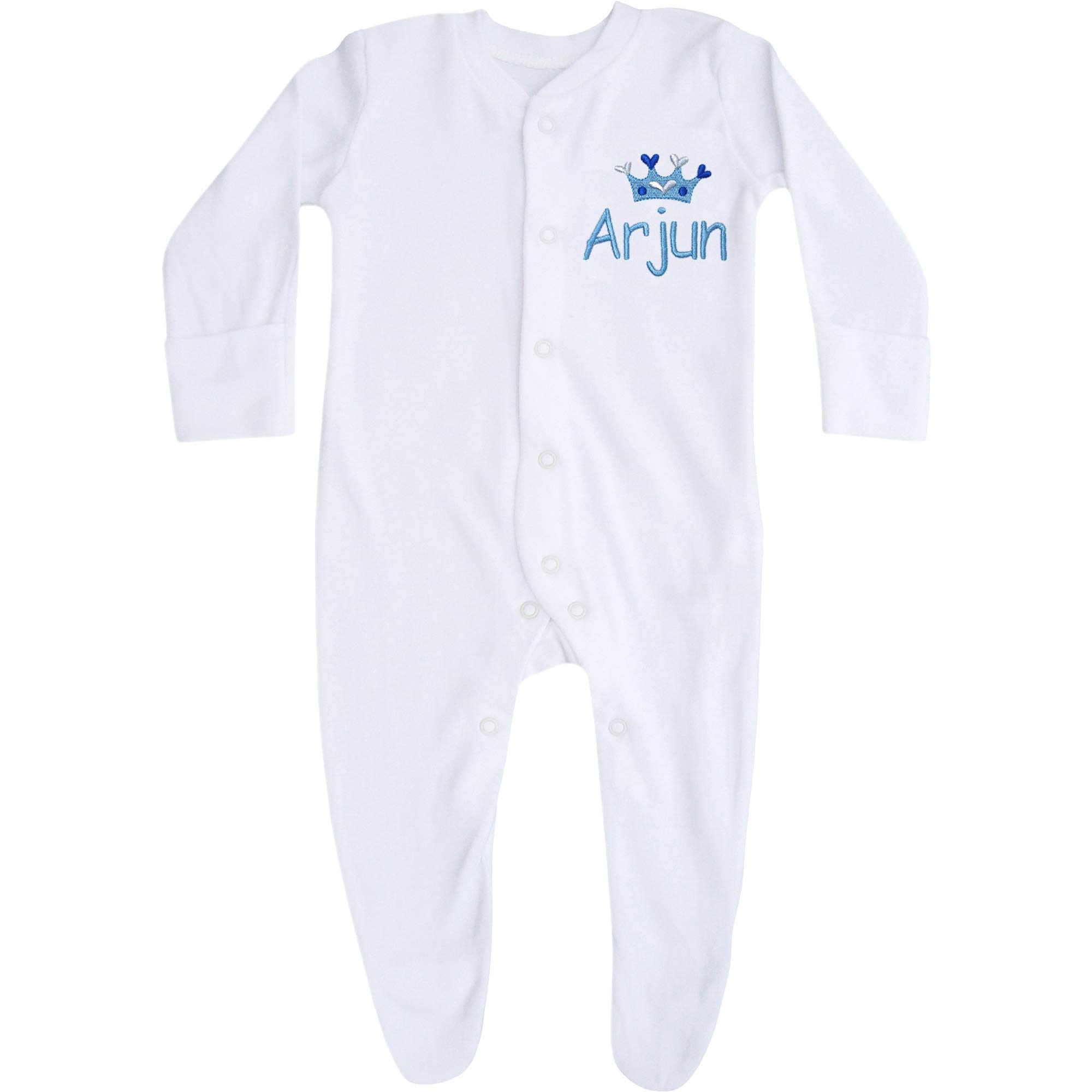 Teddyt's Men's Sleepsuit Baby Boy's Personalised Prince Crown & Hat Gift Set (0-3 Months, )