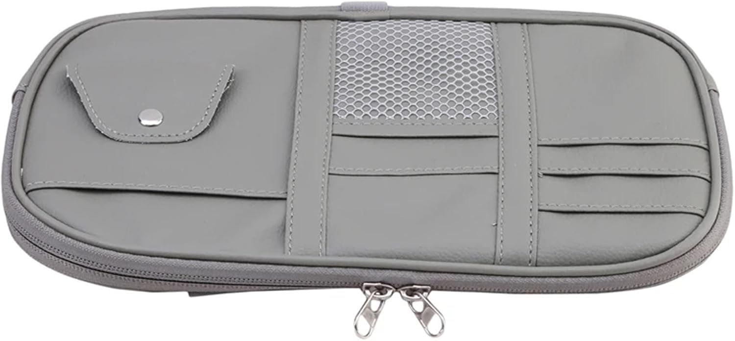 Car Organizer Car Sun Visor Organizer Multi-Pocket Zipper Truck SUV Storage Pouch Bills Pen Card Glasses Holder Car Accessories Gadget Tidy(Blue)