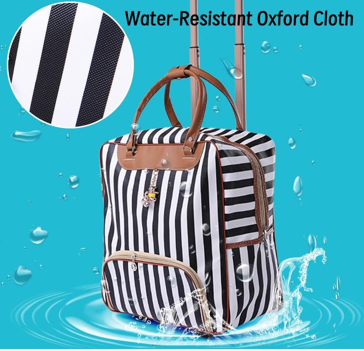 20" Rolling Duffel Bags for Travel with Universal Wheels and Telescoping Handle, Waterproof Oxford Fabric Portable Carry-On Suitcase Spinner Wheeled Travel Luggage for Short Trip Airplanes Boarding, S4