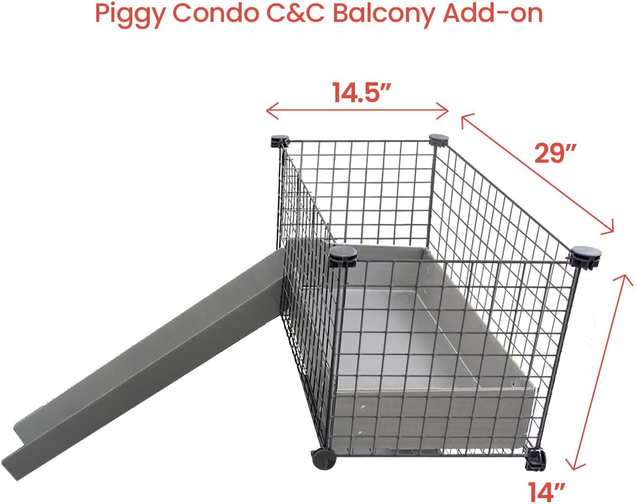 GuineaDad Piggy Condo – C&C Cage Balcony for Guinea Pigs & Small Animals with Coroplast Base | Acrylic and C&C Grids for Small Pets (C&C Grids, No Pillar)